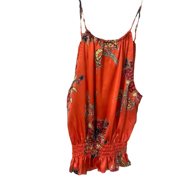 Vintage Cache Paisley Halter Sleeveless Peplum Top Orange - Picture 4 of 8